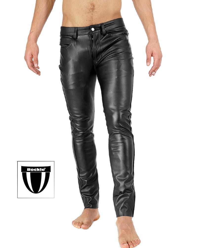Bockle® Super Skinny Faux Mens Faux Leather Pants Leather Jeans Leather Pants Button Fly