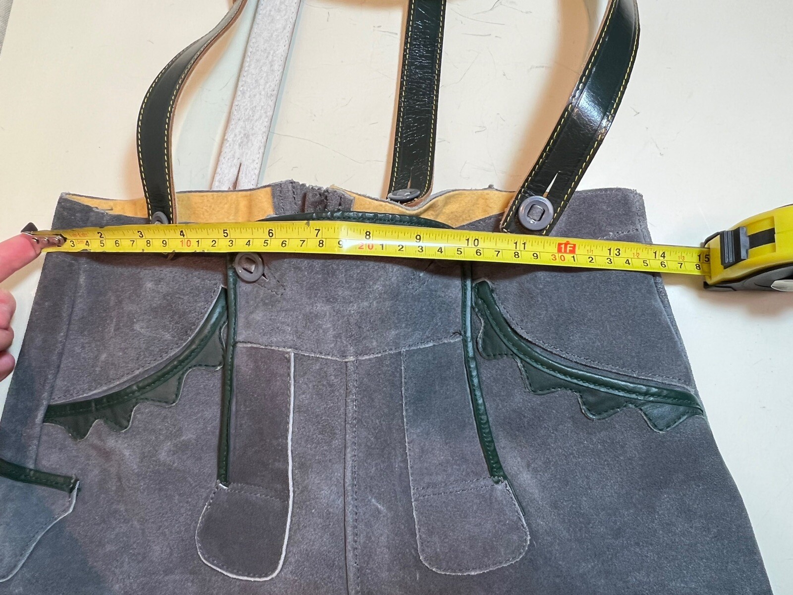 Lederhosen Vintage German Octoberfest Suede Leather Overall Button Shorts