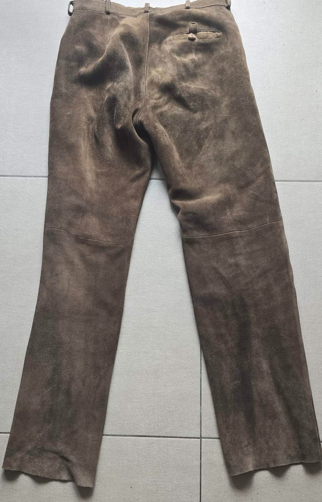 KALTENBACHER Vintage Brown Goatskin Suede Leather Trousers Trachten Alpine Sz 50