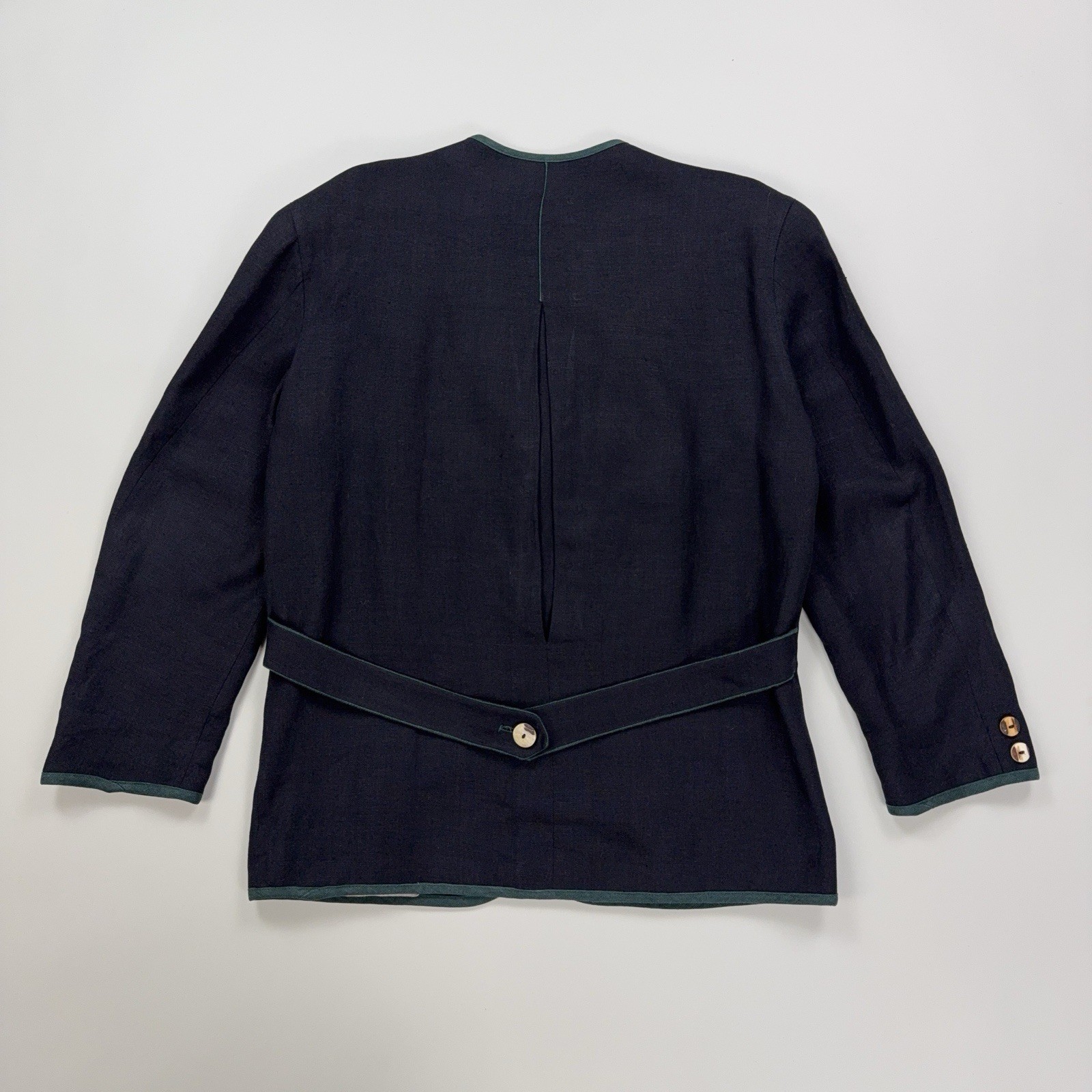 Respo Pure Linen Trachten Jacket Horn Buttons Austria Vintage Men 48 L