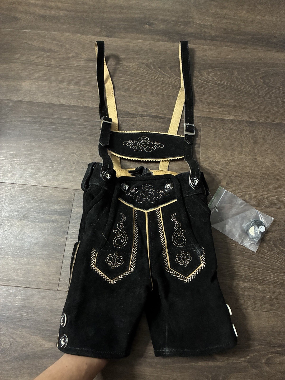 Kids Lederhosen Size 4 Genuine Suede Leather Oktoberfest NWOT w/ Suspenders