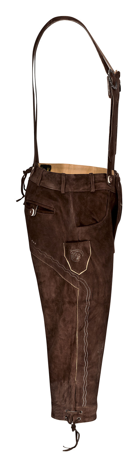 HIRSCHBERGER Trachten Lederhose Kniebund braun Gr. 46 – 72 Wildleder mit Träger
