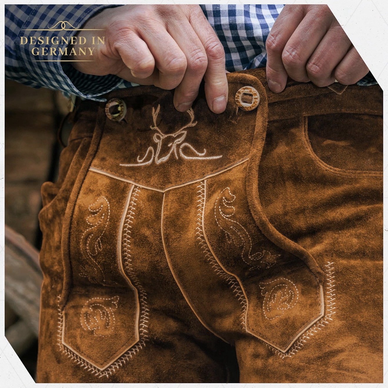 Lederhosen men leather Authentic German Octoberfest Outfit Short Light Brown