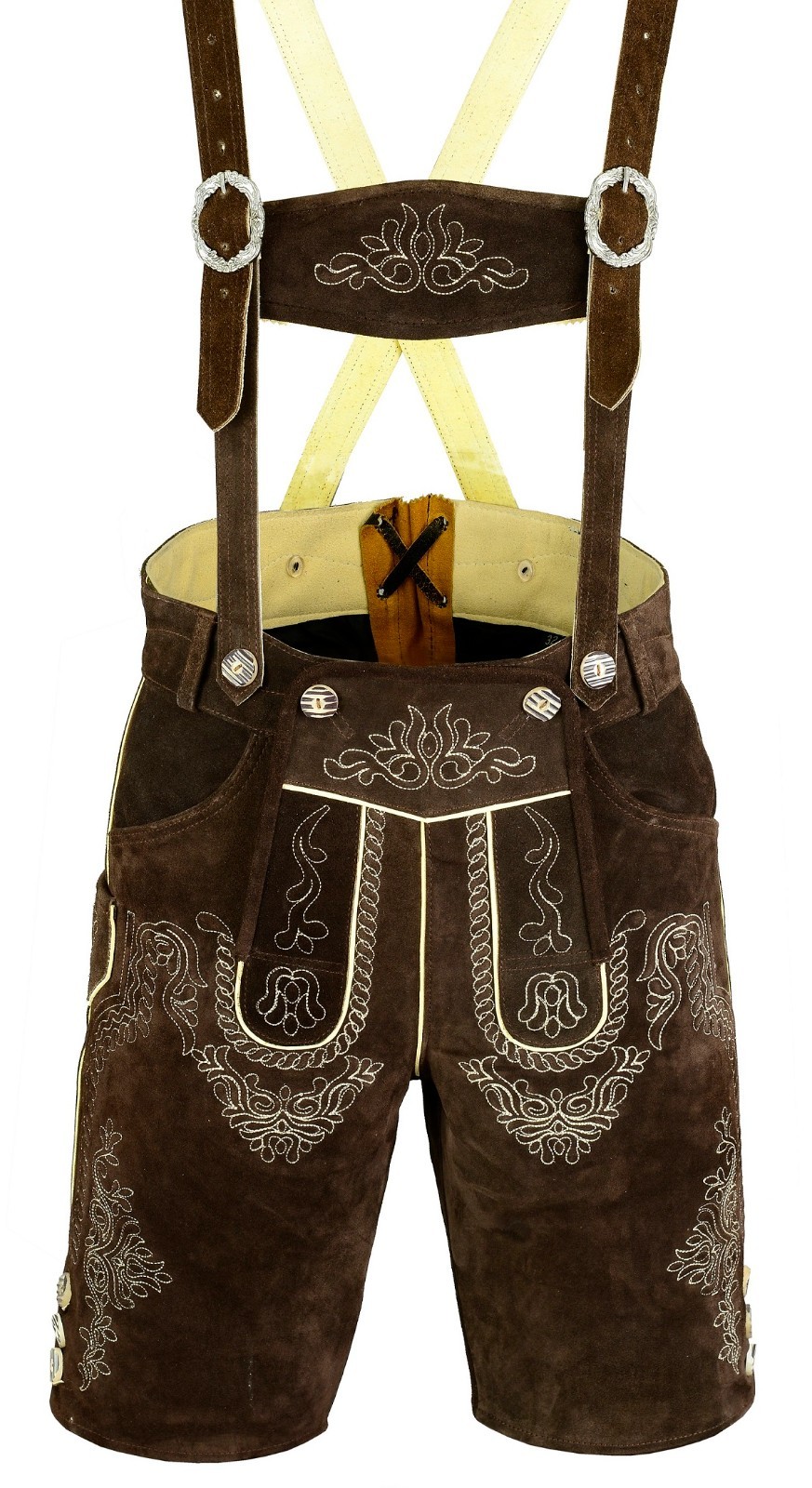 Authentic Bavarian Lederhosen Mens Suede Leather Shorts Oktoberfest Wear