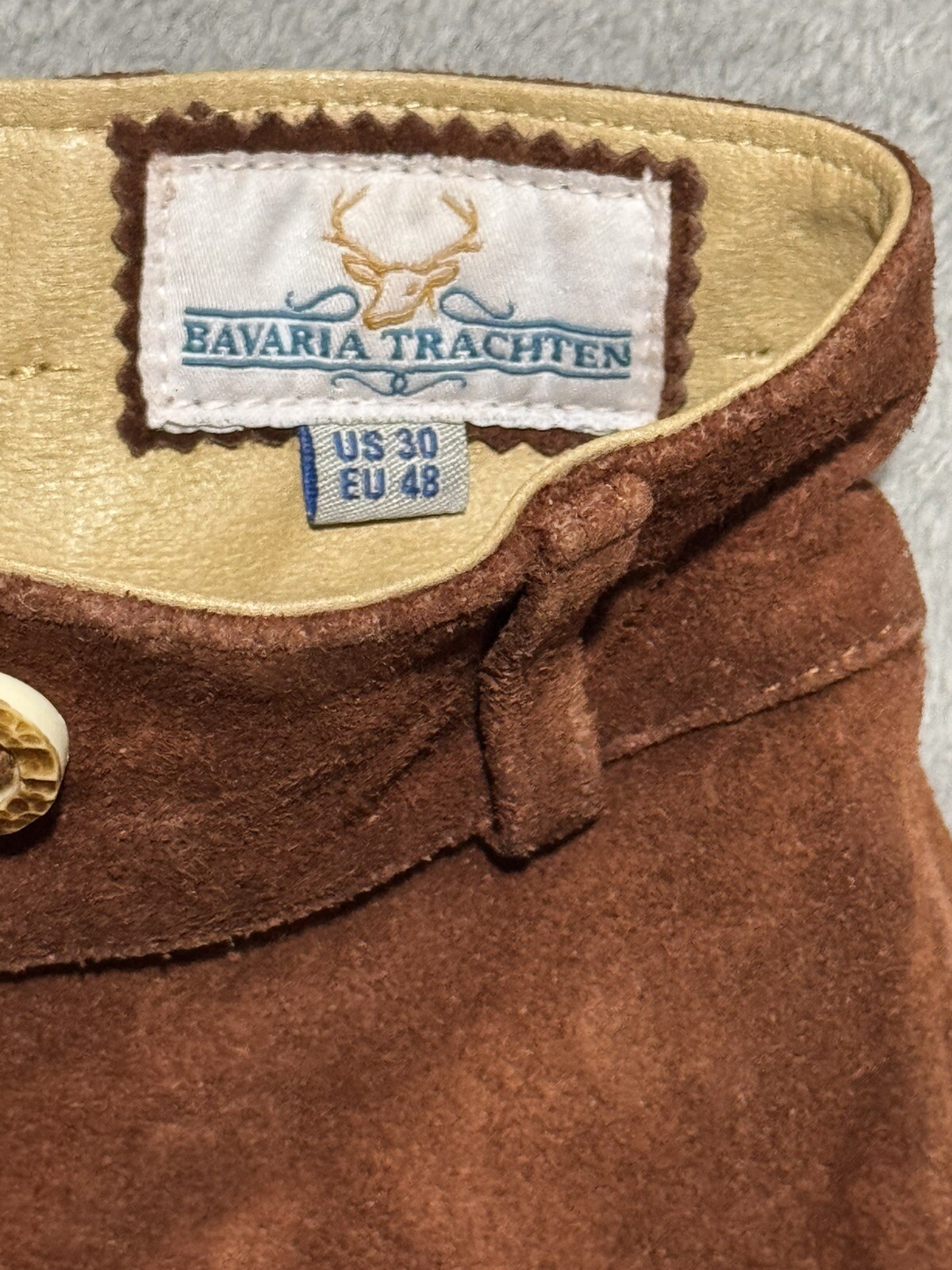 Bavaria Trachten Mens 30 Genuine Leather Light Brown Lederhosen Oktoberfest NWT