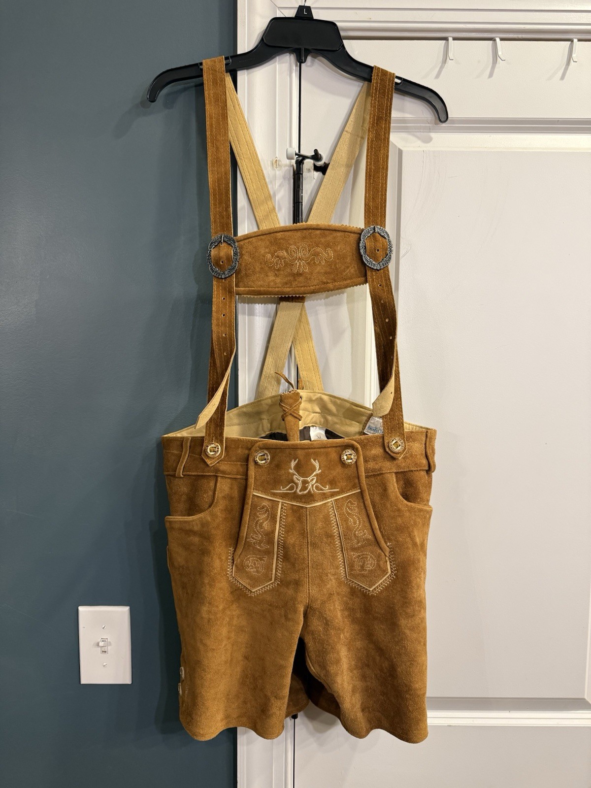 Bavaria Trachten LEDERHOSEN Woman SHORT LIGHT BROWN, US 10/EU