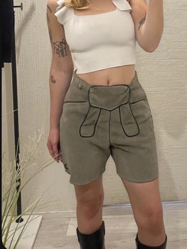 Vintage Authentic Austrian Deer Skin Lederhosen Men’s (Unisex) Shorts Size 40