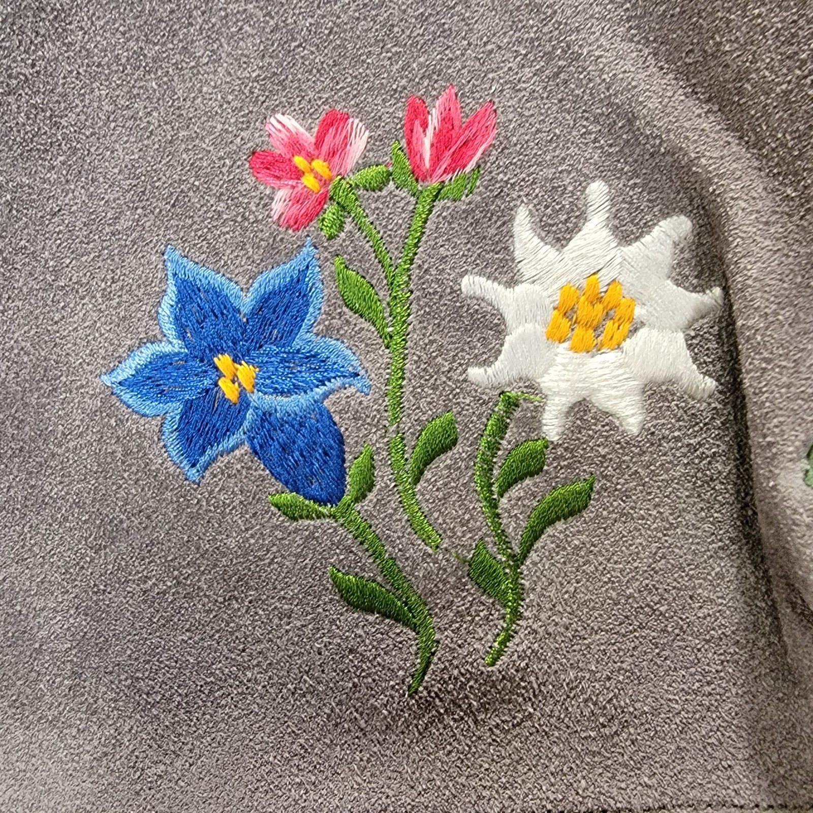 VTG Lederhosen Unisex Shorts Gray Flowers Genuine Leather Oktoberfest 30×16