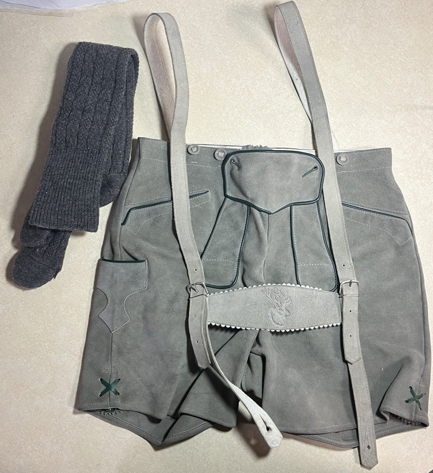 Authentic Leather Lederhosen w/Suspenders Made in Austria Size 42