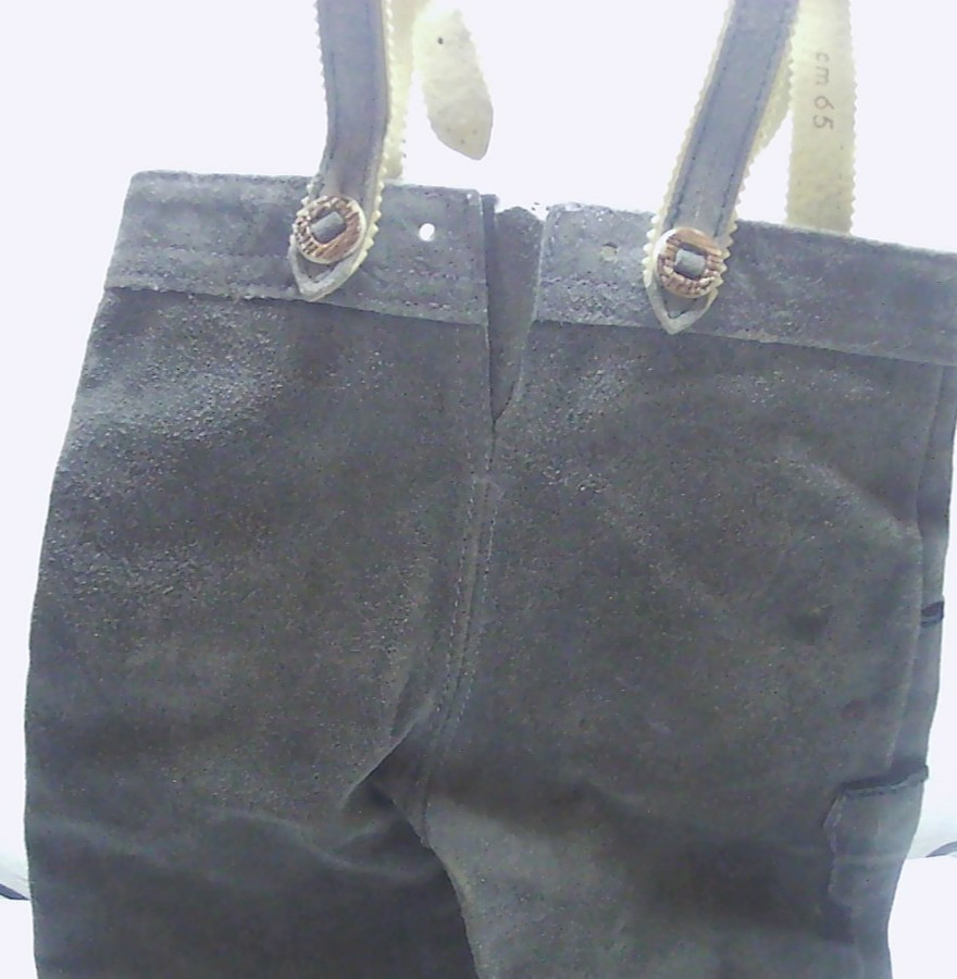 Lederhosen Vintage German Octoberfest Suede Leather Overall Button Shorts 65cm
