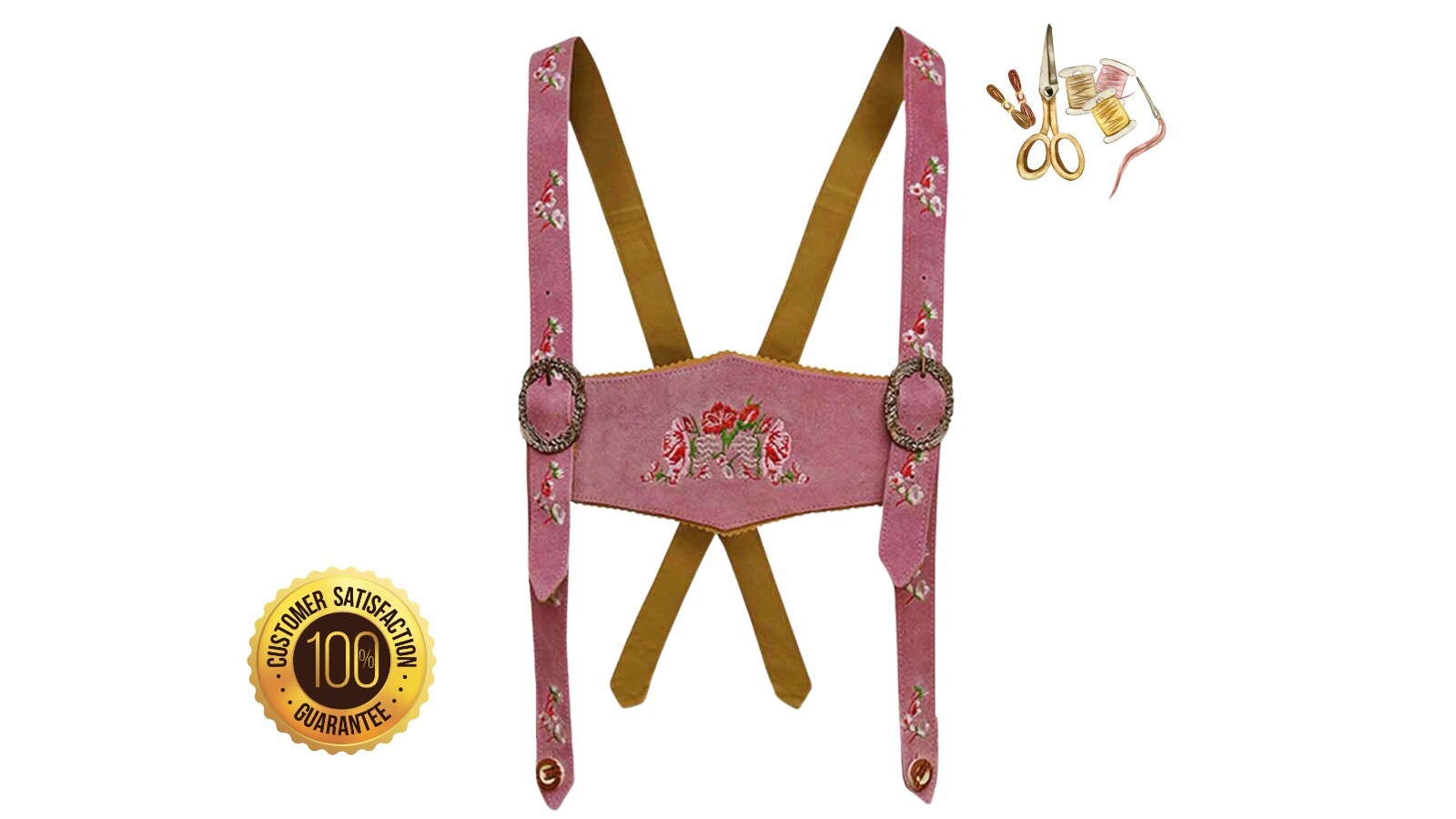 Ladies Pink Lederhosen Costume Bavarian Oktoberfest Shorts Women’s German Outfit