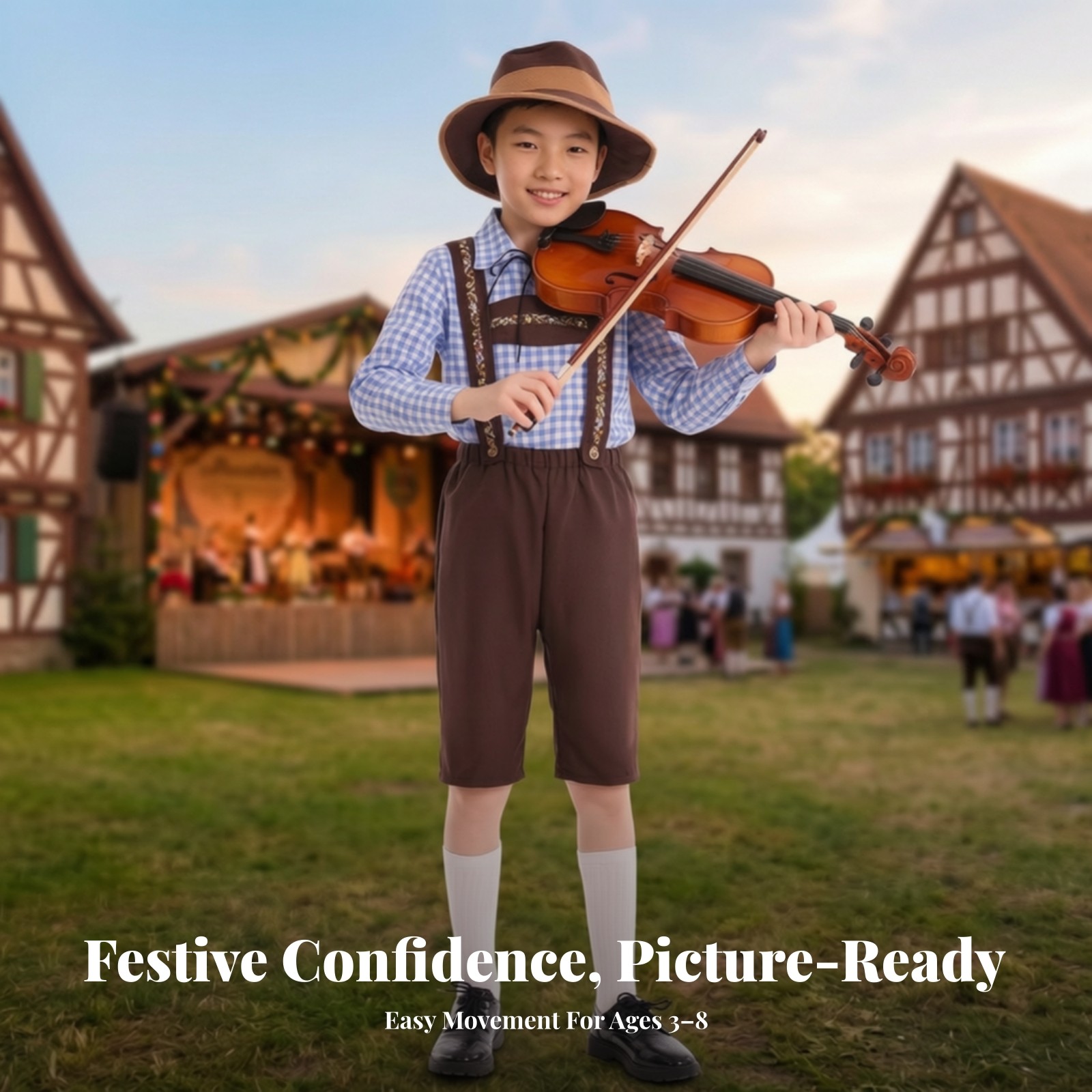 Lederhosen Costume with Hat Suede-Like Lederhosen Costume Classic for Children