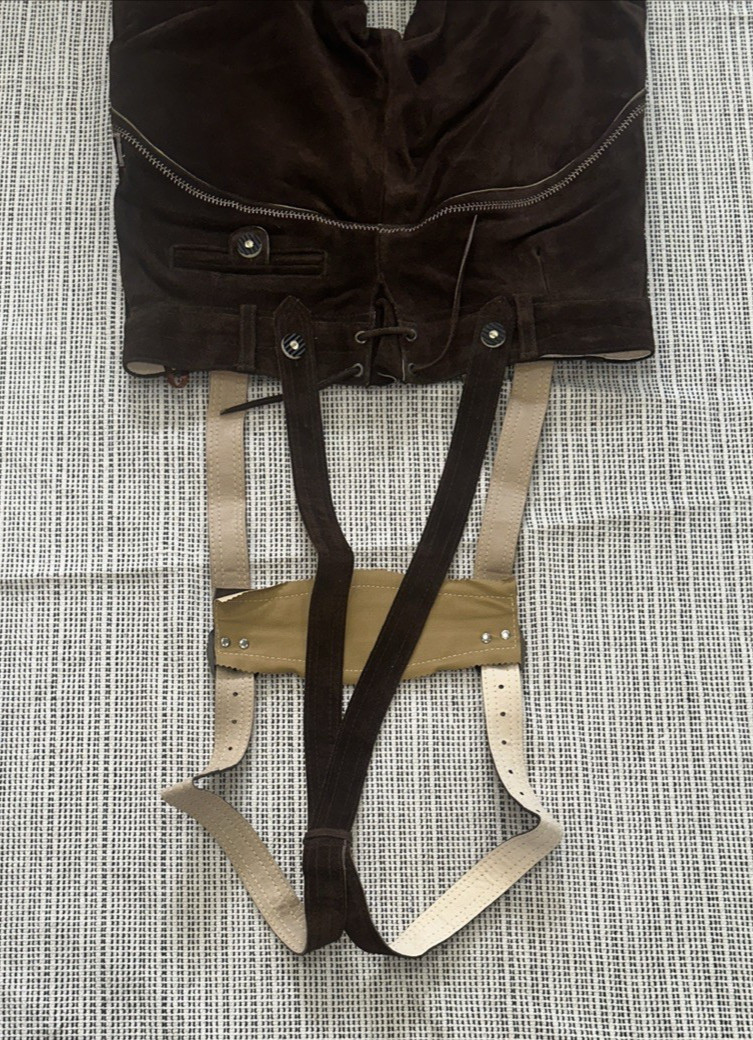 Lederhosen4U Brown Suede German Lederhosen Hans Size 52 New