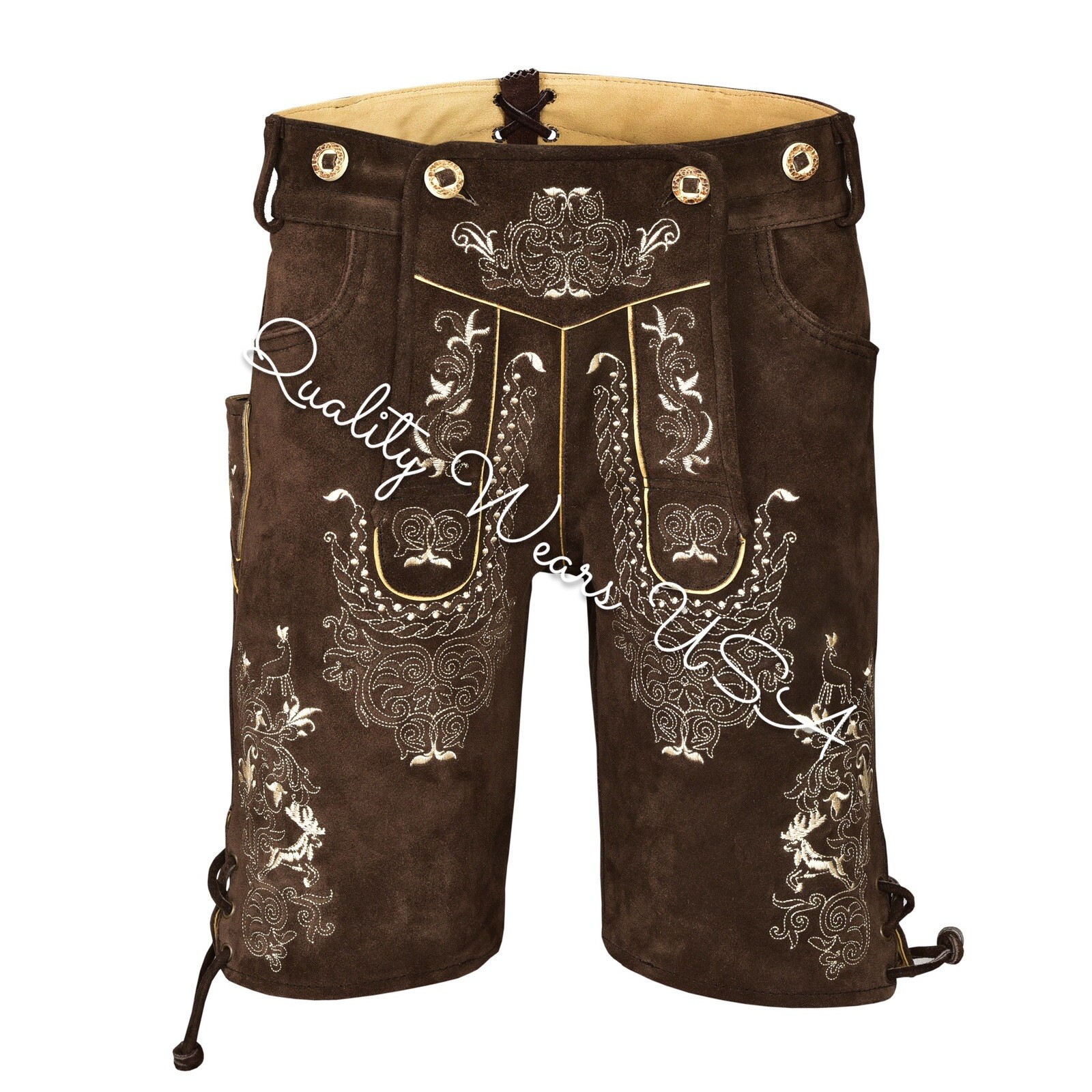 Men Oktoberfest Lederhosen- Authentic Bavarian Lederhosen-Suede Leather Trousers