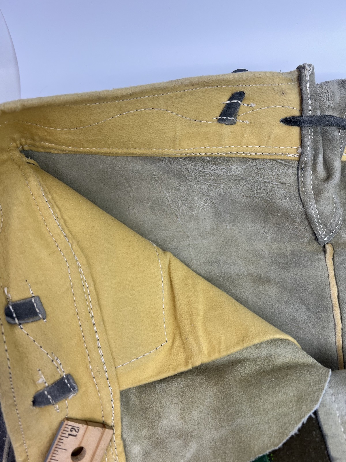 Lederhosen Oktoberfest Suede Leather Gray Shorts Green Trim No Size Tag