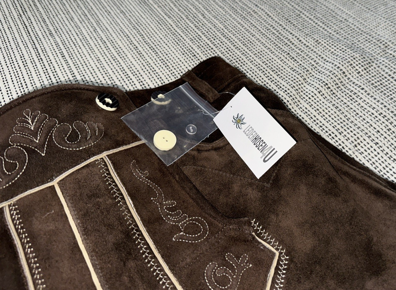 Lederhosen4U Brown Suede German Lederhosen Hans Size 52 New