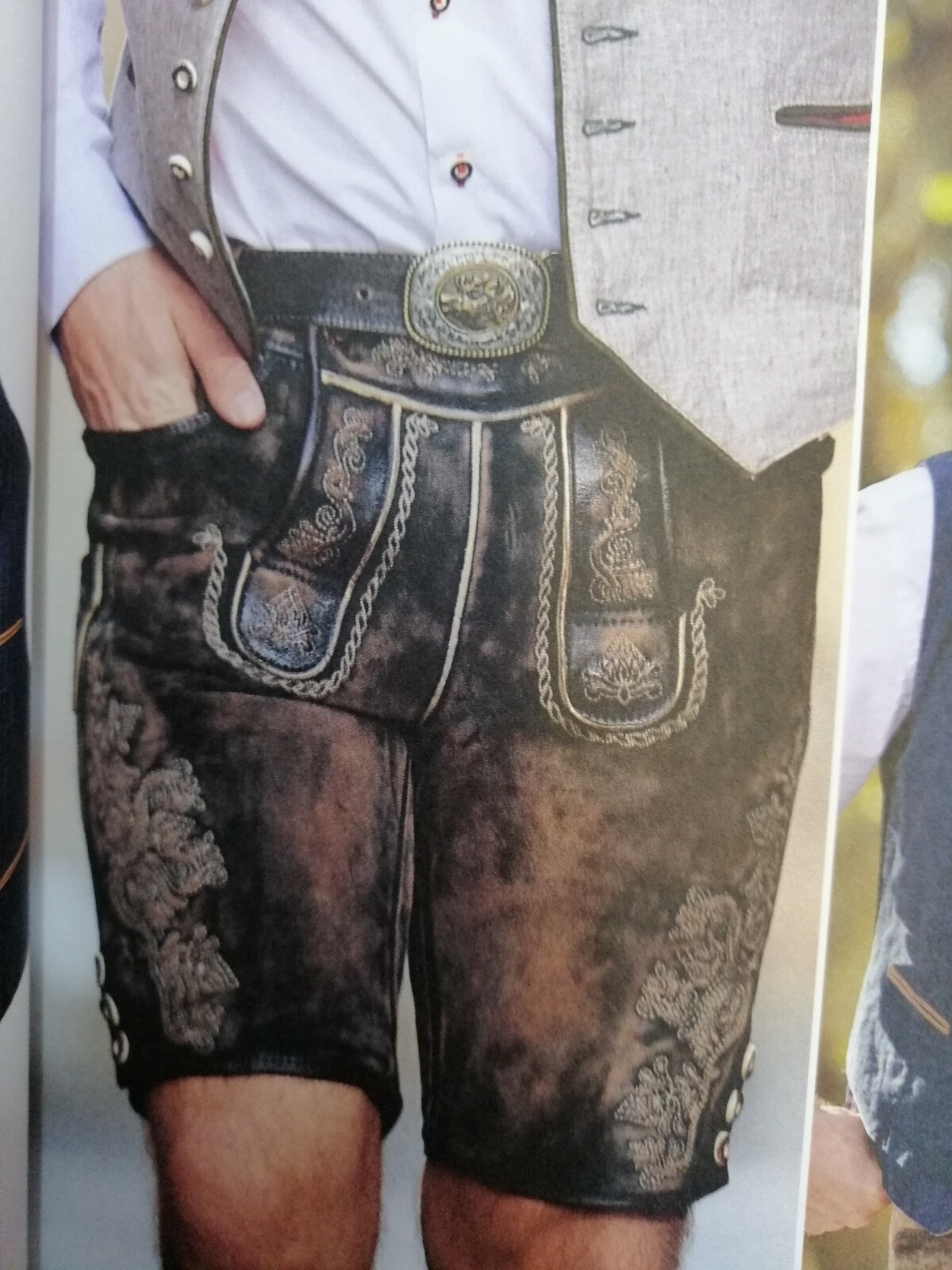 Traditional Lederhosen, Lederhosen Deer Look, Maddox Aosta Spotty Brown, Size 48 to 54