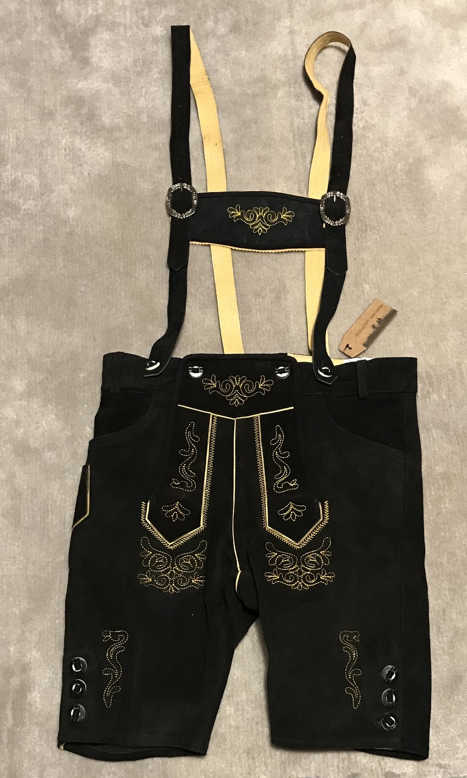 Short Occulto traditional leather pants embroidered-size 52-black-new product