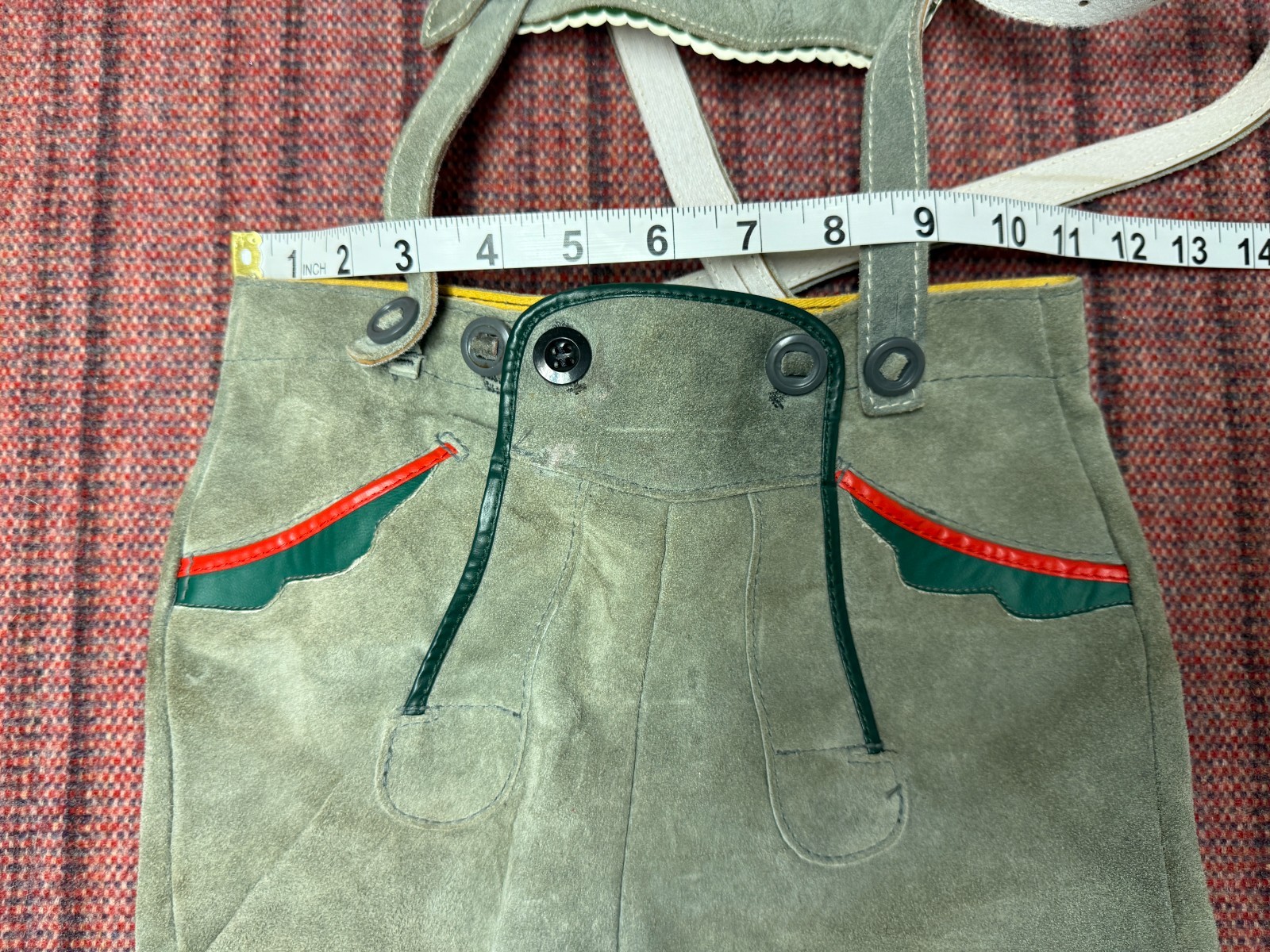 TODDLERS VINTAGE BROWN LEATHER SUEDE GERMAN LEDERHOSEN BIBS