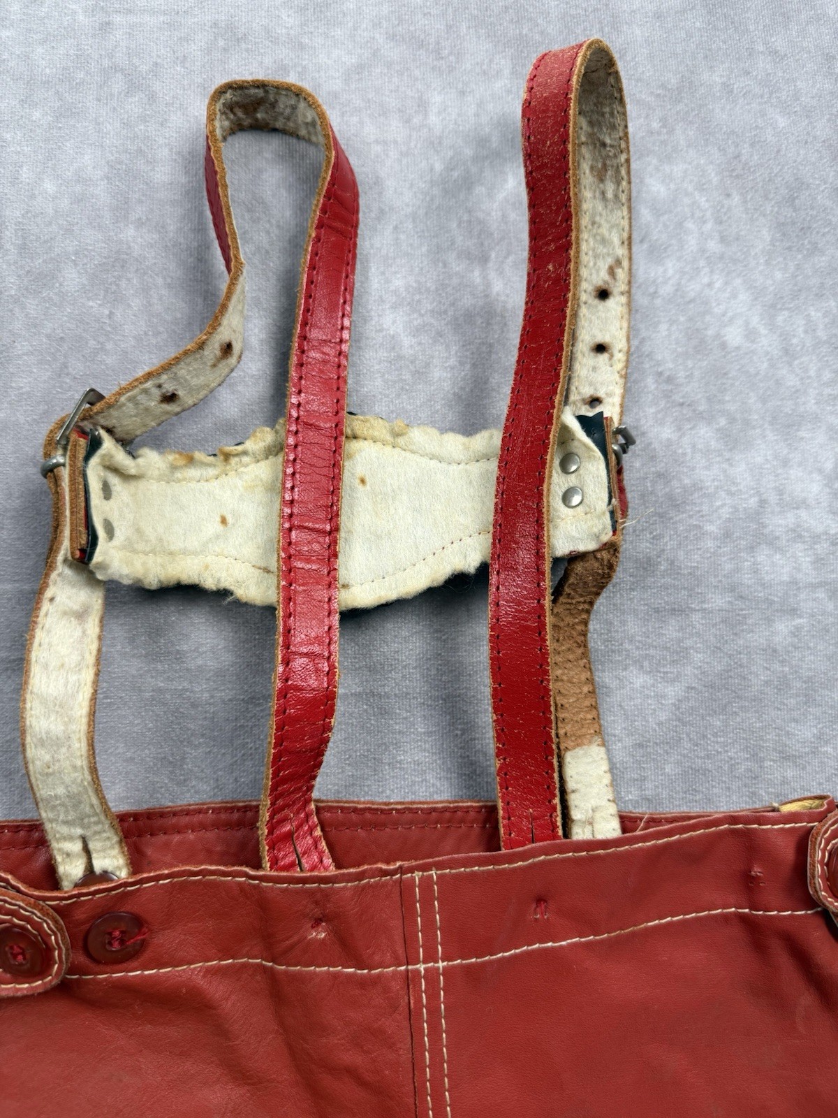 VTG German Red Leather Girls Lederhosen Ortlepp Heart Oktoberfest Bavarian