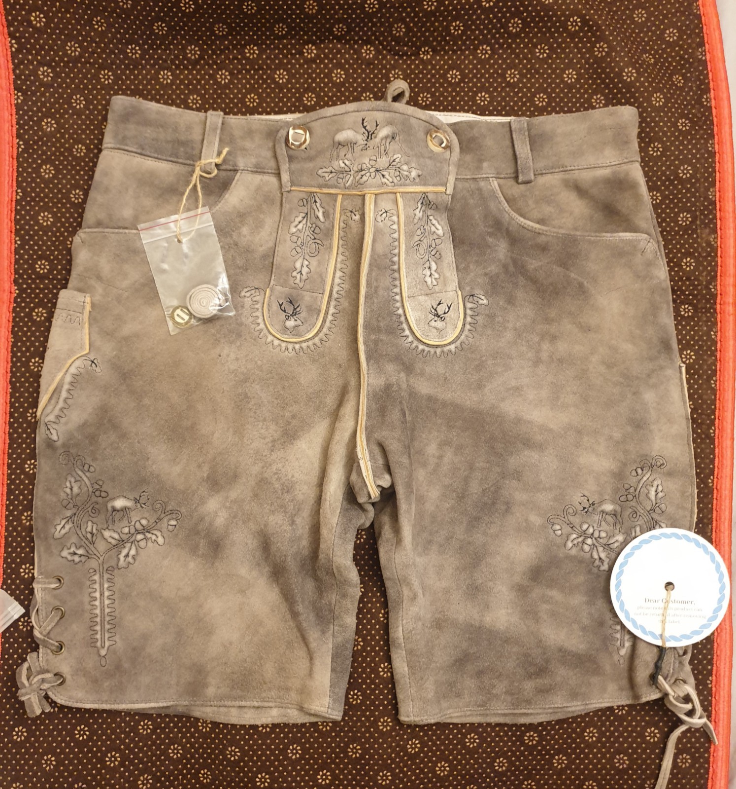 NEW German Oktoberfest Bavarian Mens Trachten Lederhosen Pants Size 36