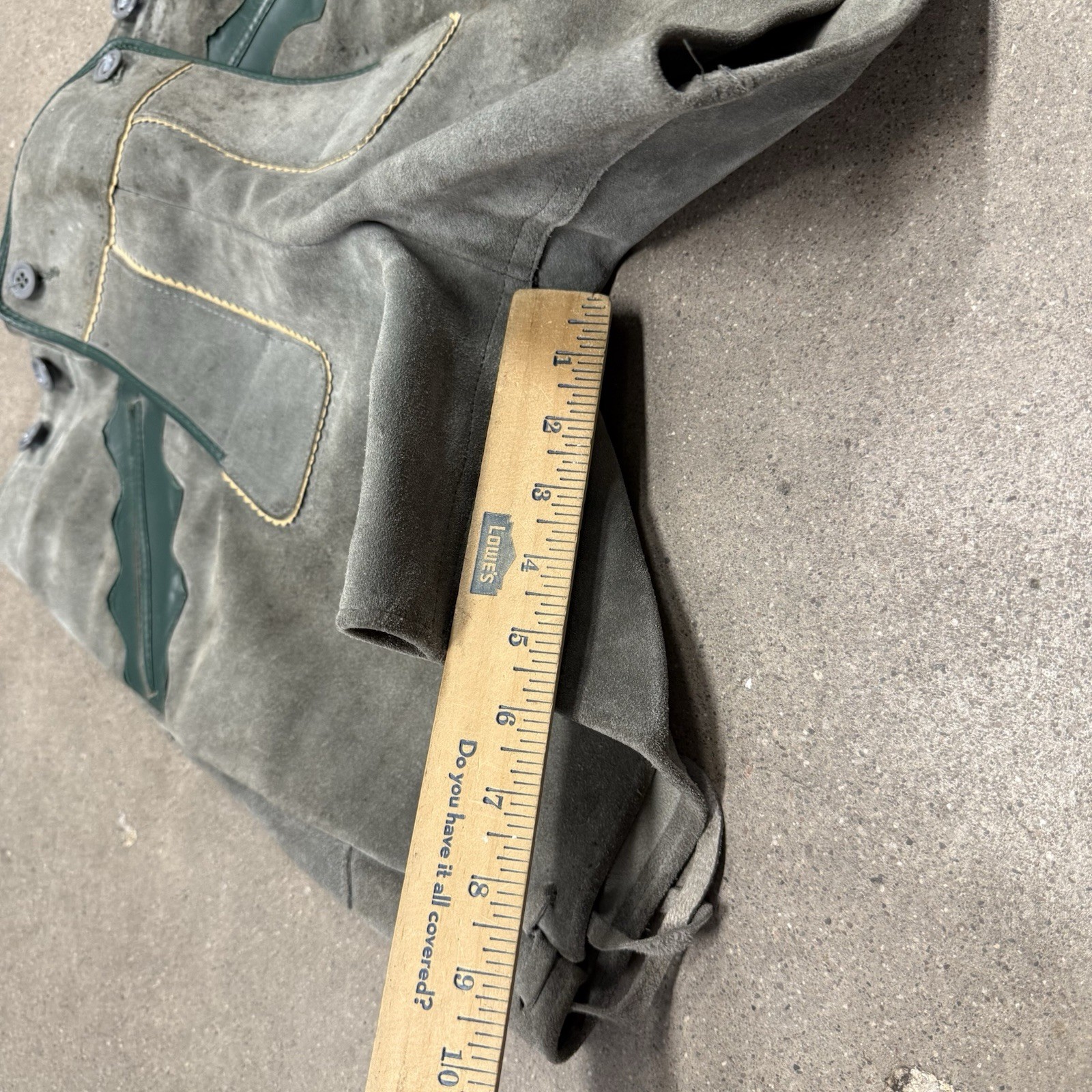 Vintage Lederhosen Leather German Bib Germany Suede Shorts Green Heavy Riding 30