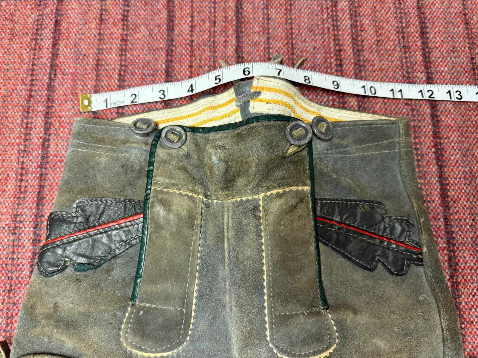 TODDLERS VINTAGE BROWN LEATHER SUEDE GERMAN LEDERHOSEN BIBS