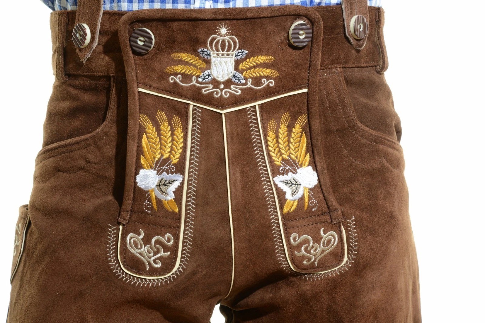 Best Bavarian Oktoberfest Lederhosen Shorts Antique Brown Tracht # OKTOBERFEST