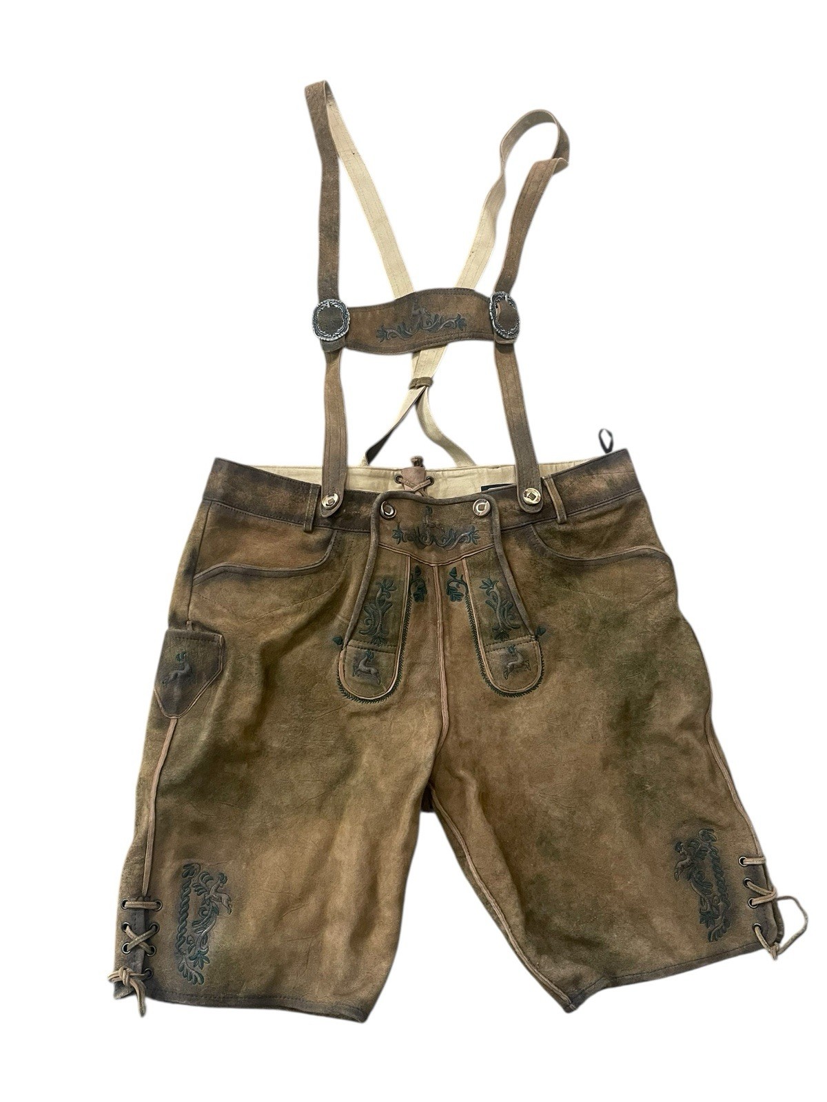 Van Linnen Bavarian Oktoberfest Lederhosen Shorts Tracht #OKTOBERFEST Waist 42