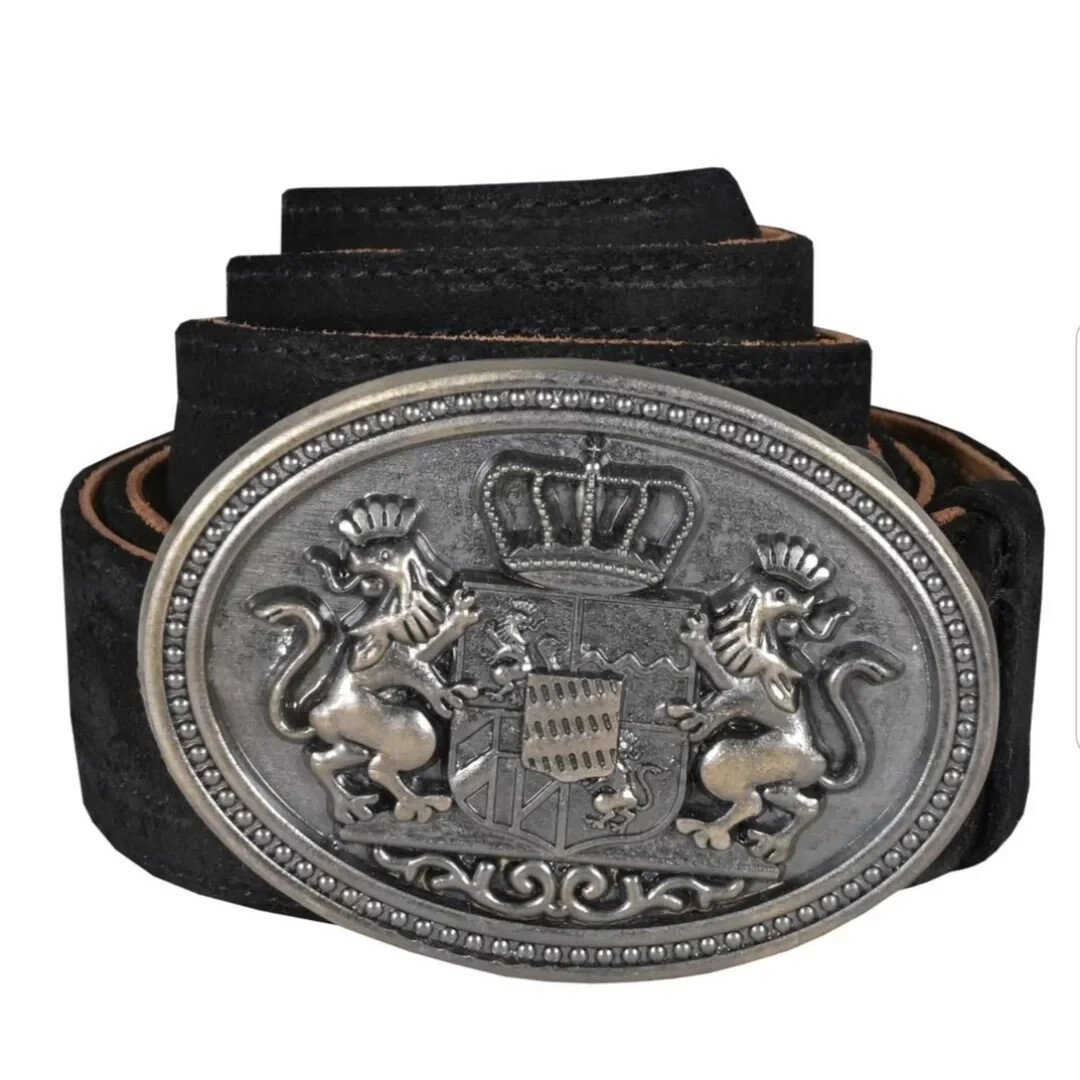 Traditional Bavarian Antiques Suede Leather Belt German Mens Oktoberfest Outfit