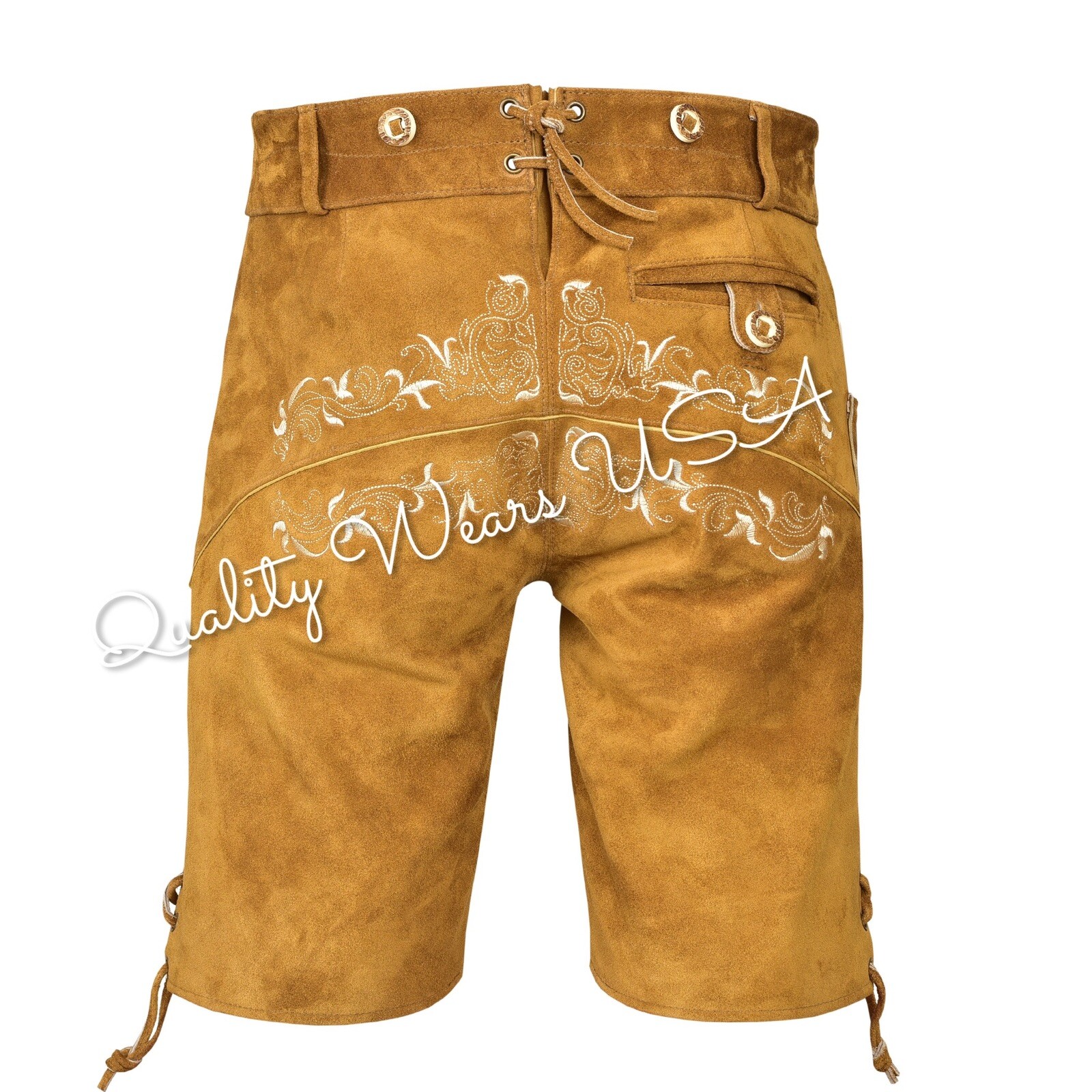 Men Oktoberfest Lederhosen- Authentic Bavarian Lederhosen-Suede Leather Trousers