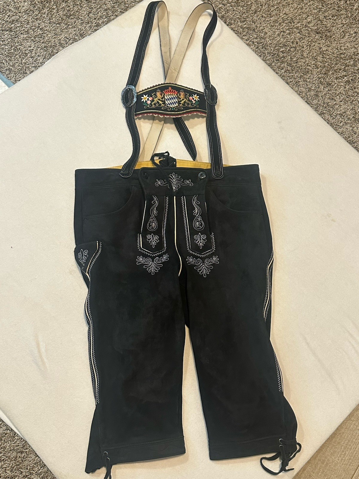 VTG Karl Klüber Trachten Lederhosen Leather Pants Men Oktoberfest Suspenders-56