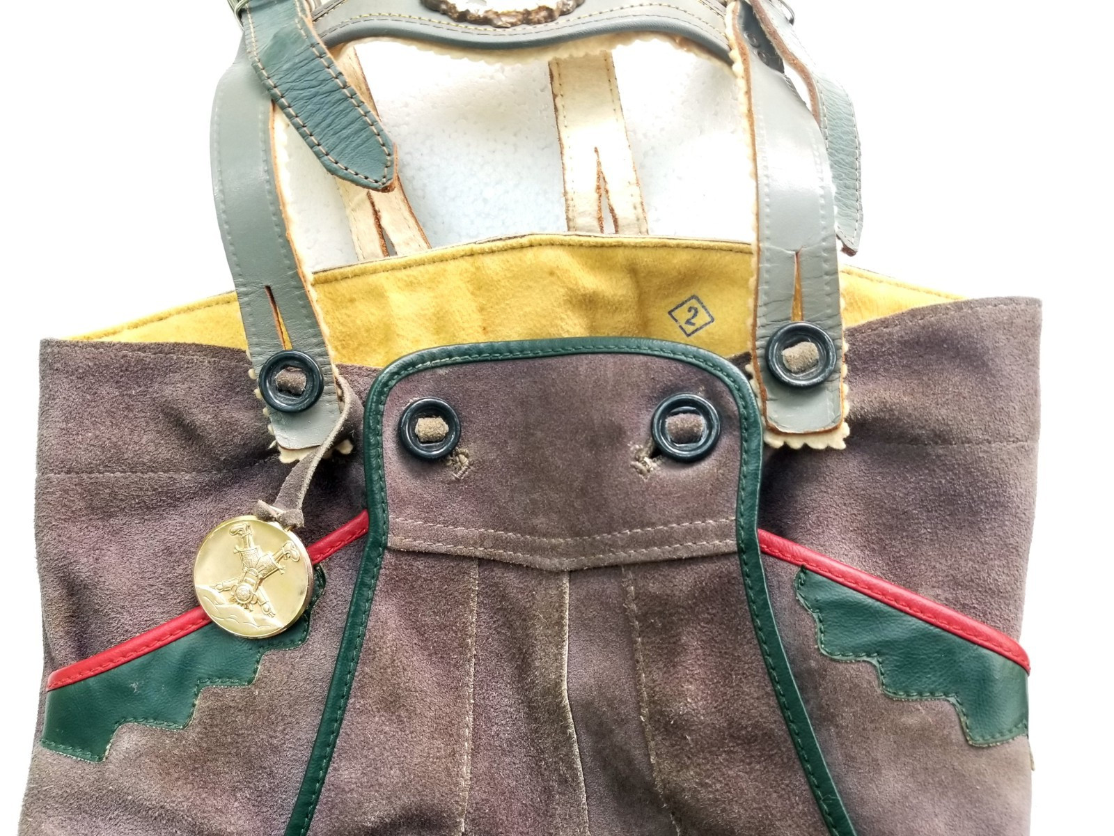 Vintage German Boys Lederhosen Suede Leather Shorts Suspenders Bavarian 1960s