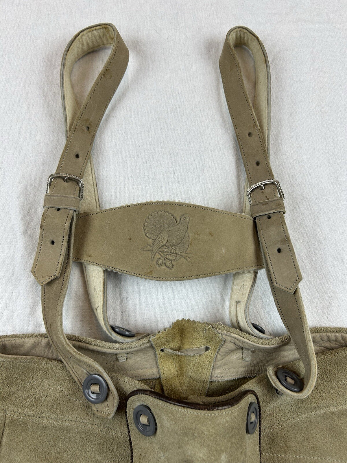 Vintage Lederhosen Suede Leather German Bavarian Genuine Youth Measure In Pics