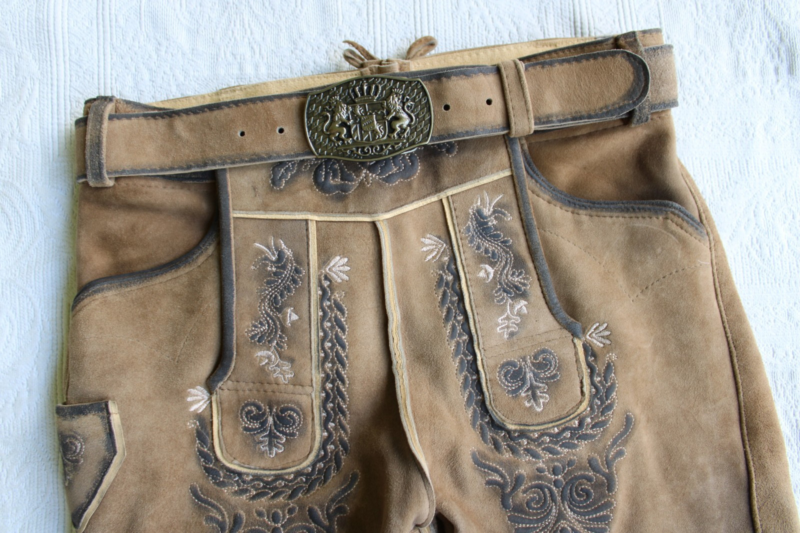 Edelnice Trachten Bavarian october fest traditional short Leather Lederhosen 46