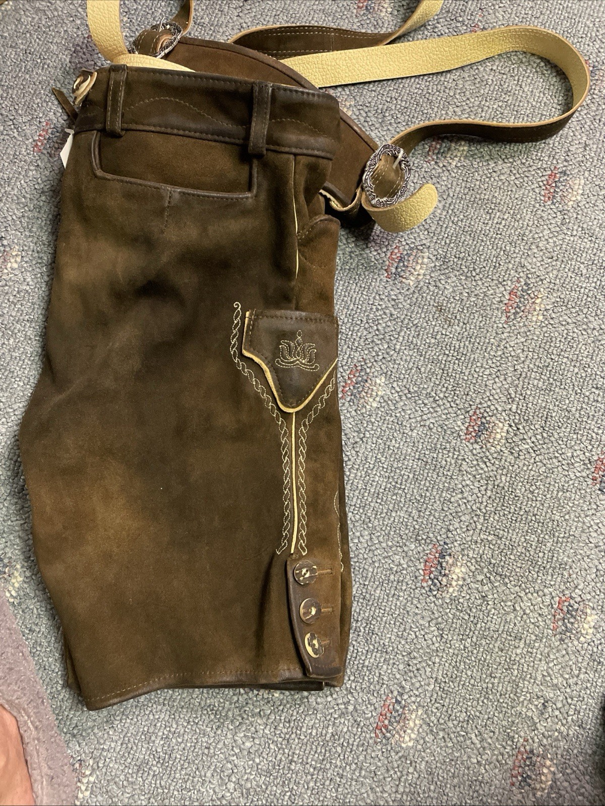 NWT Mens German Brown Leather Lederhosen Size EU 50 US 34 Octoberfest New