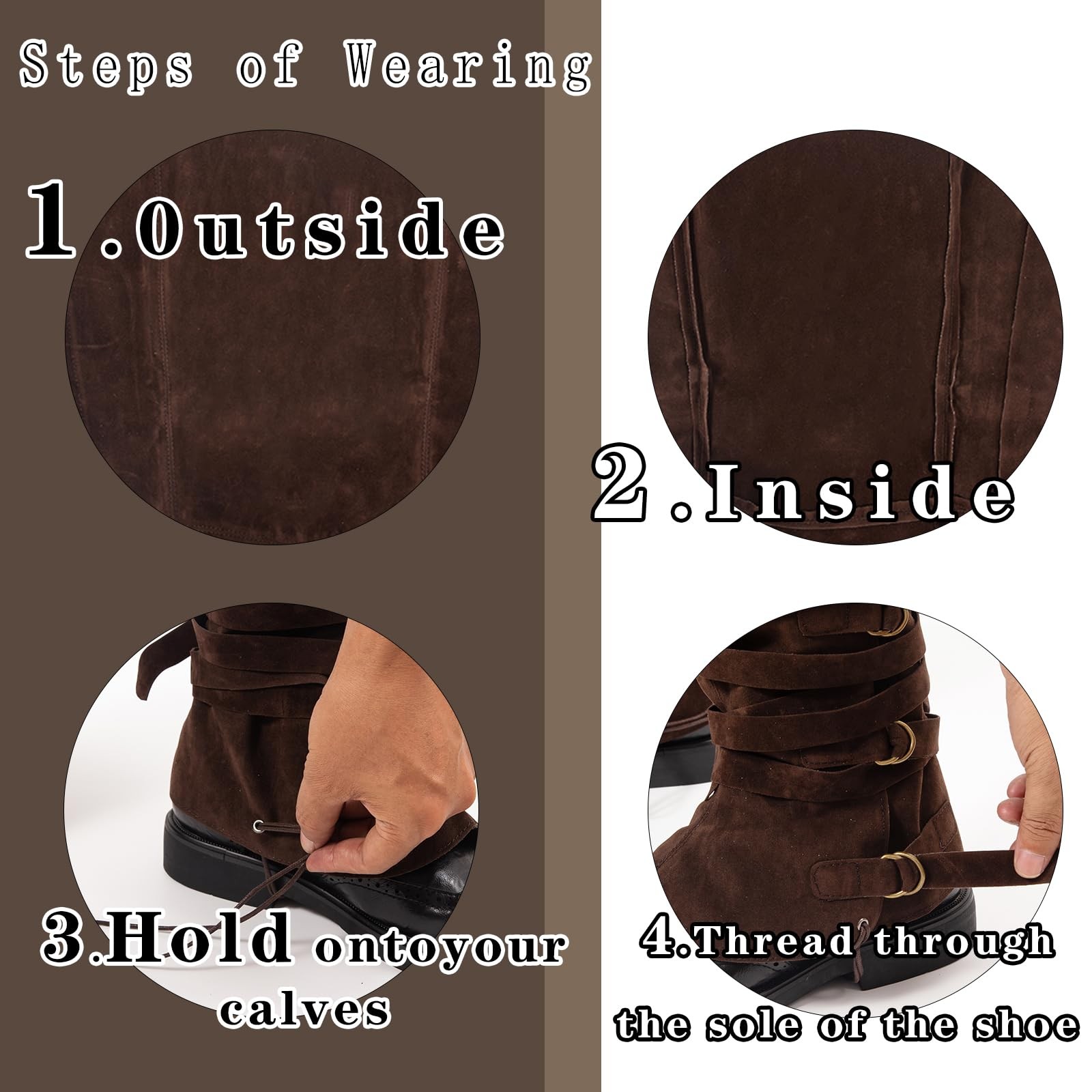 Medieval Pirate Boot Covers Men Women: Faux Leather Renaissance Boots Cover S…