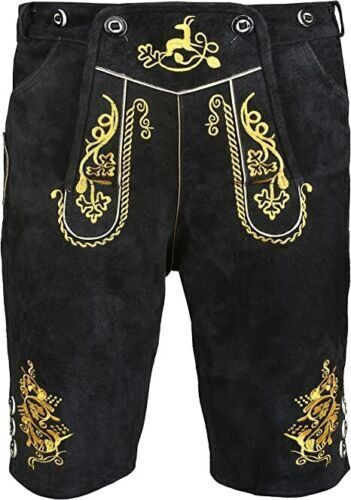 Men’s Bavarian Tratchen Lederhosen Pant German Oktoberfest Suede Leather Pants
