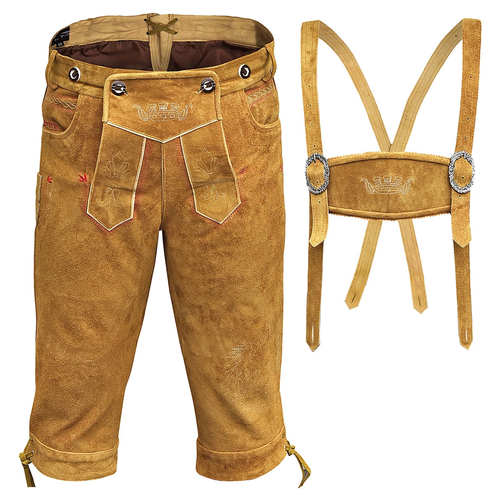 Real Sued Leather Kniebundhosen Men Brown Zimmer German Oktoberfest Outfit