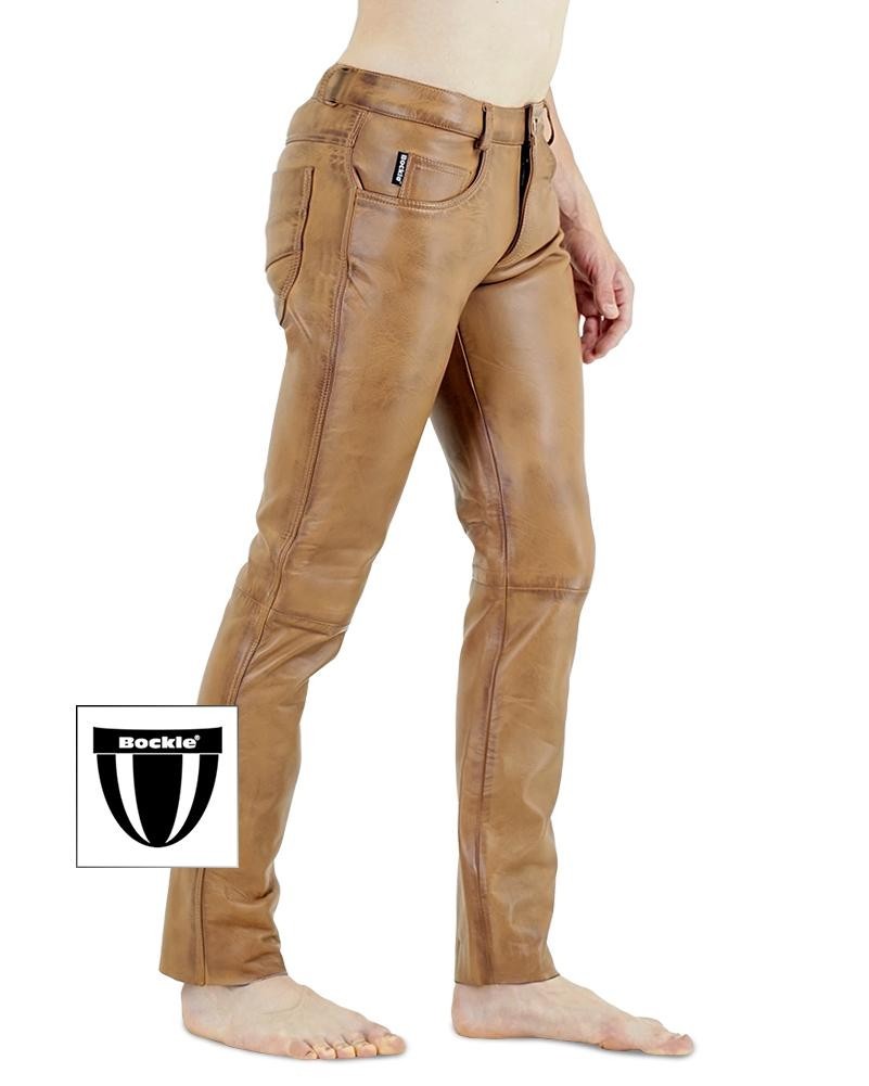 Bockle ® 2021 stretch brown men’s leather pants leather jeans real leather classy jeans