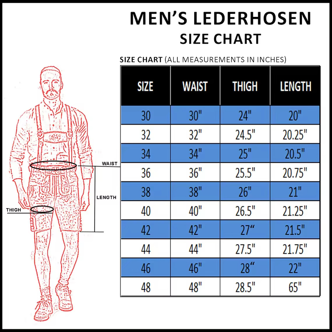 Men’s Lederhosen Shorts German Bavarian Leather Oktoberfest Costume