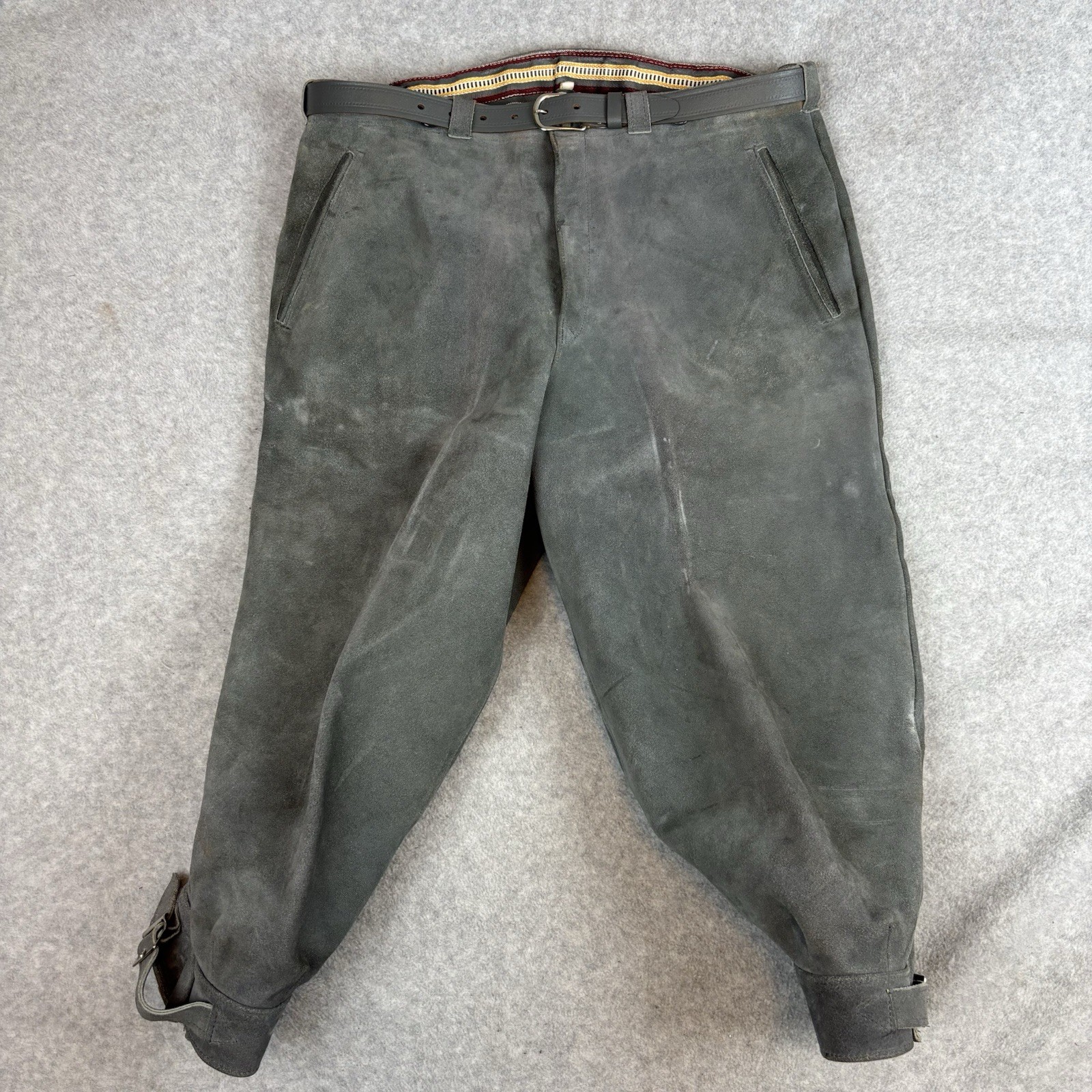 Men’s Traditional Costume Kniebund-Leather Pants Trousers 48 Dark Grey