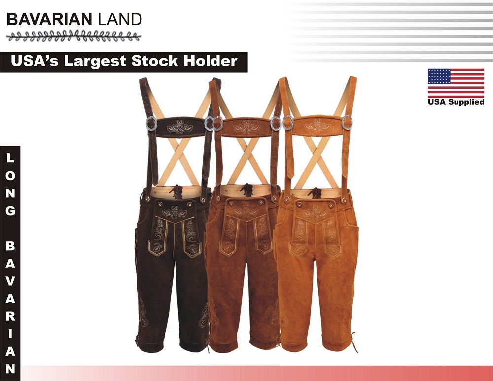 Oktoberfest Bavarian Lederhosen Men German Real Leather Matching long Short New
