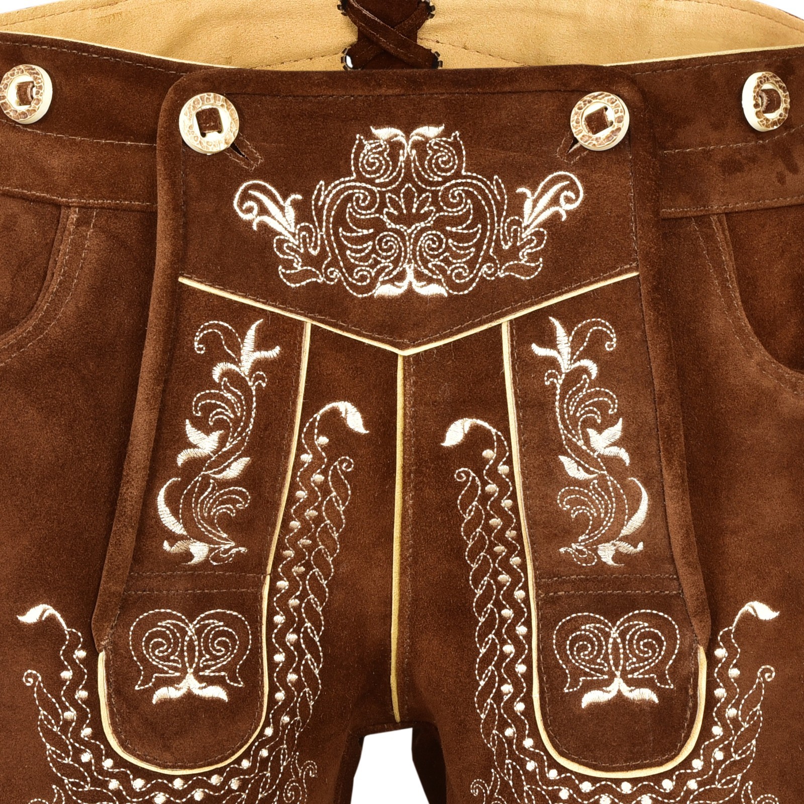 Men Traditional Leather Oktoberfest Lederhosen (Brown, Black, Gold, Med Brown)