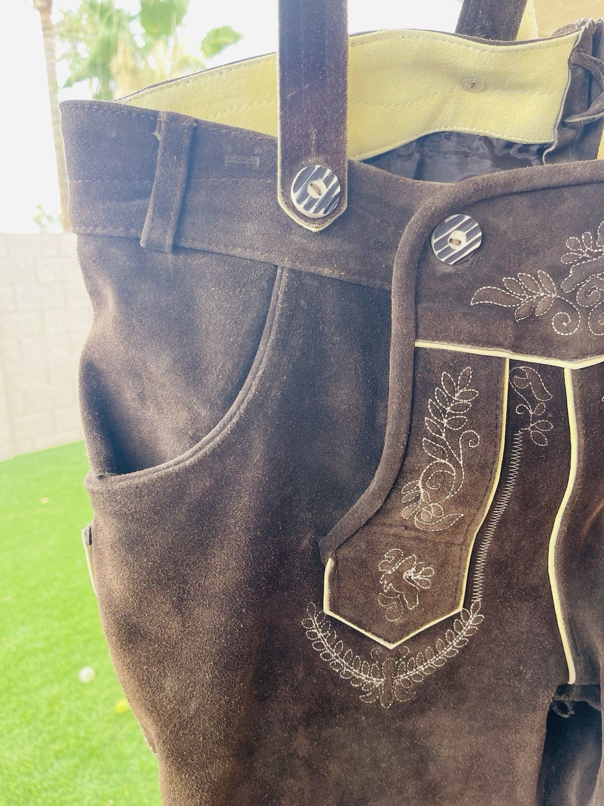 🍻German Bavarian Oktoberfest Trachten Lederhosen, Leather, Satin Lined. Sz 38🍻