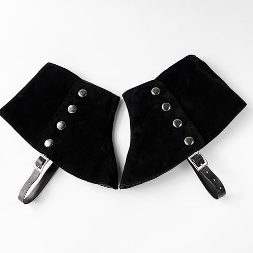 Men’s Gangster Spats 20s Leather Boot Covers for Men Snap Spats Medium Black
