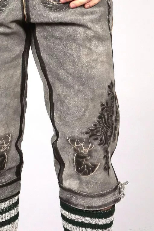 Men’s Bavarian Classic Long Bundhosen Gray Oktoberfest