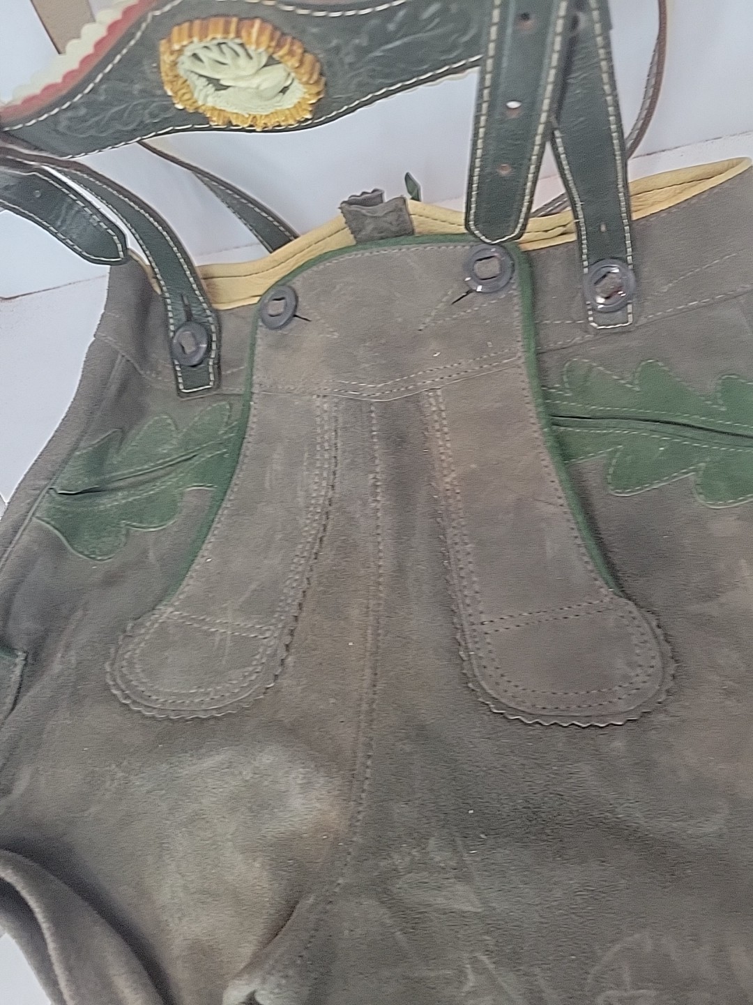 Lederhosen German Child Shorts Authentic Vintage Suede Leather Size 2 Oktoberfes