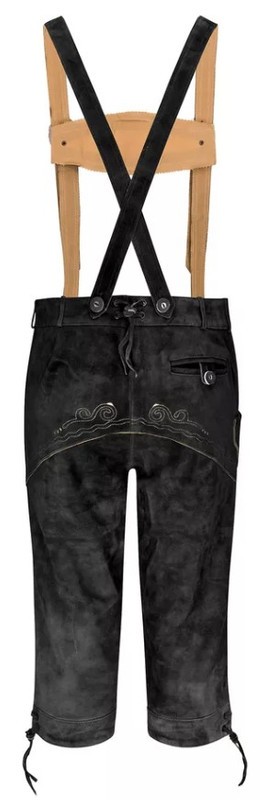 G’Weih & Silk men’s costume pants leather pants with straps, Black, de44