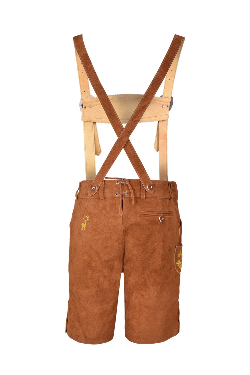 Oktoberfest Lederhosen Bavarian Men German Cowhide Real Leather Matching Shorts